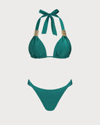 Emerald Halter Neck Triangle Bikini Set