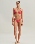 Red Floral Triangle Bikini Set with Drawstring