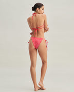Red Floral Triangle Bikini Set with Drawstring