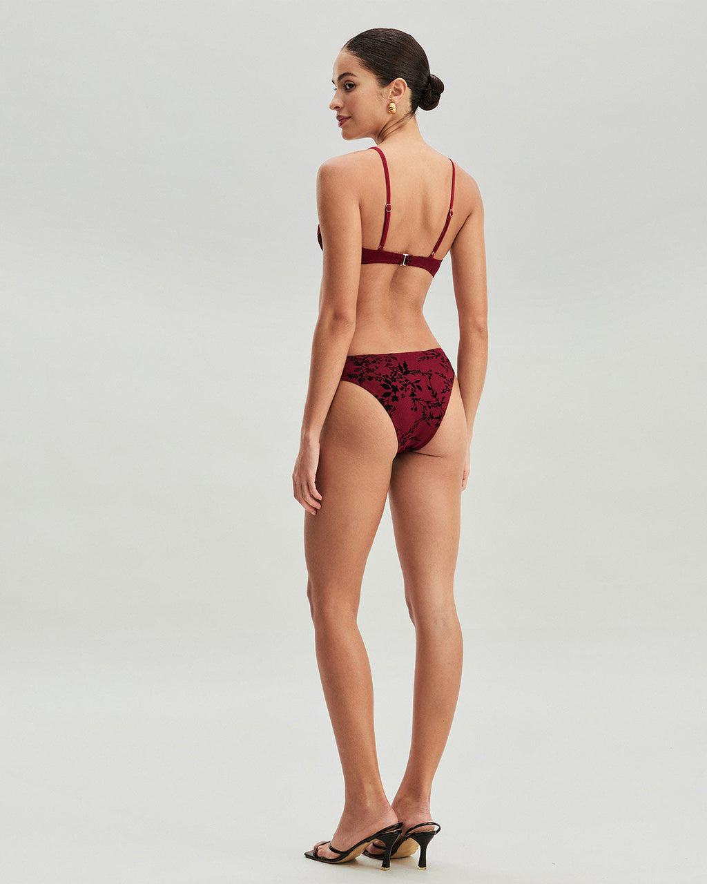 Crimson Floral Underwire Bikini Set