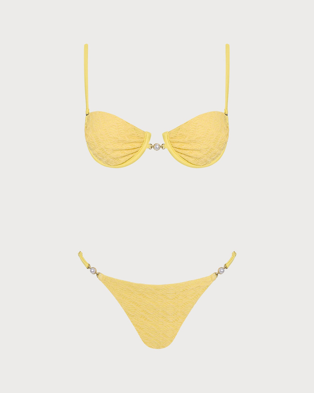 Textured Yellow Underwire Bikini Set