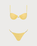 Textured Yellow Underwire Bikini Set