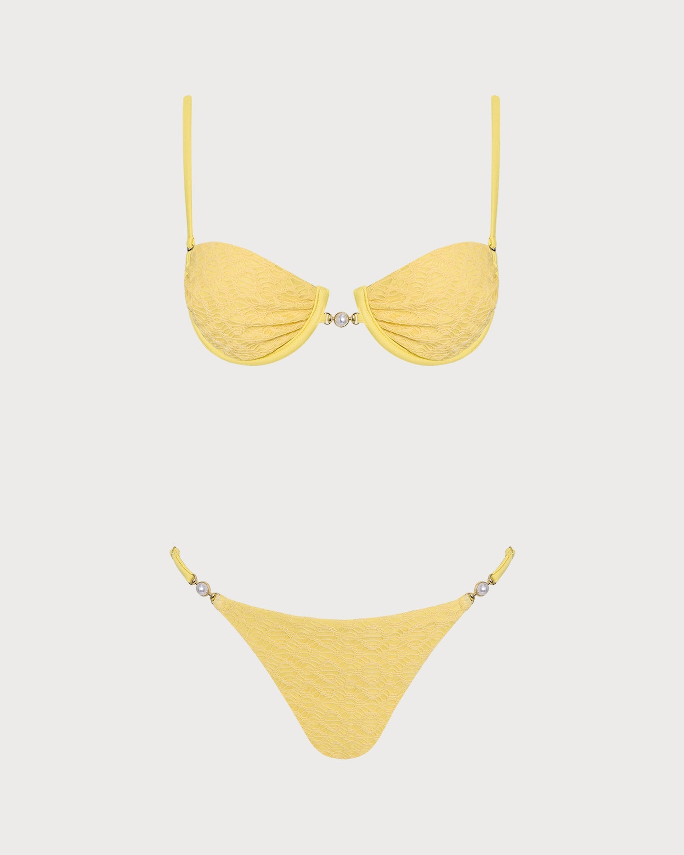 Textured Yellow Underwire Bikini Set