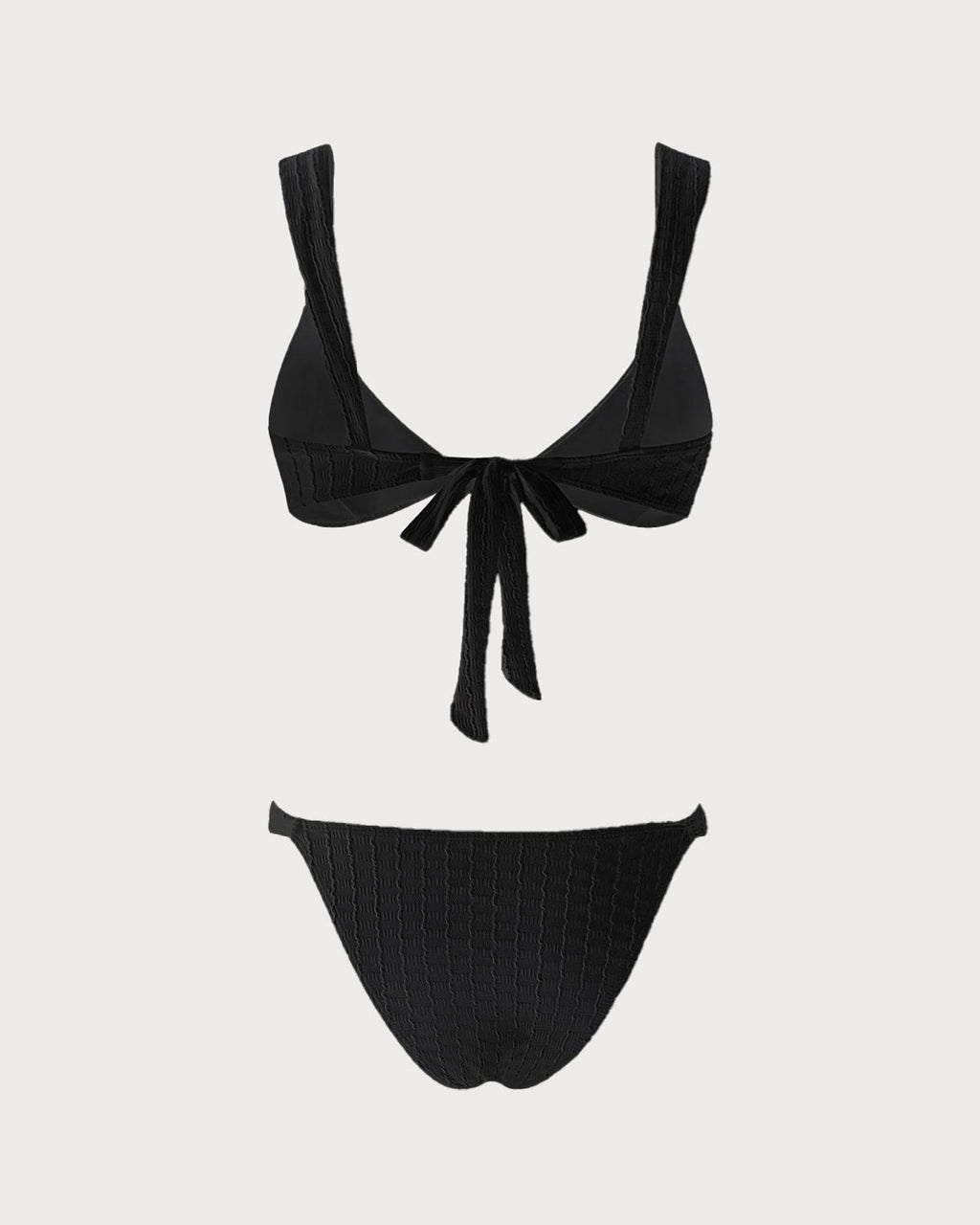Black V-Neck Bralette Bikini Ensemble