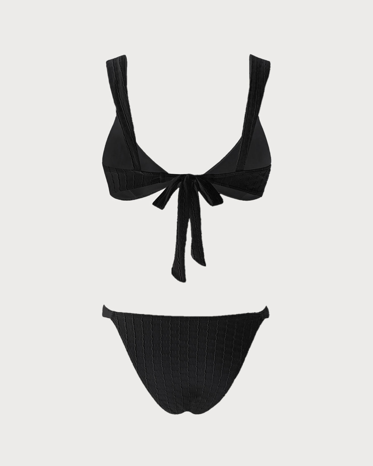 Black V-Neck Bralette Bikini Ensemble
