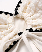 White Bandeau Bikini Set with Contrasting Details