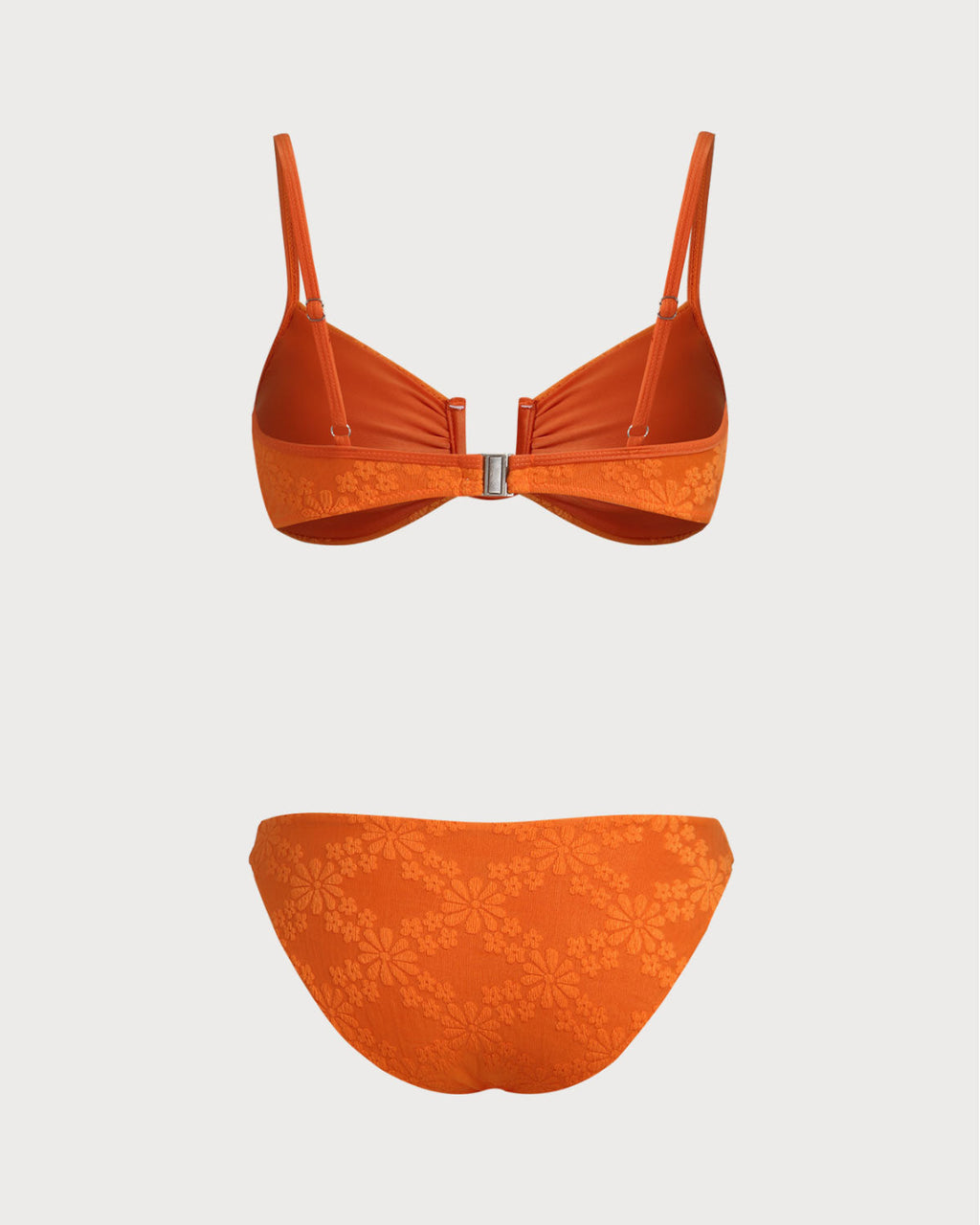 Orange Jacquard Bikini Set with Bralette