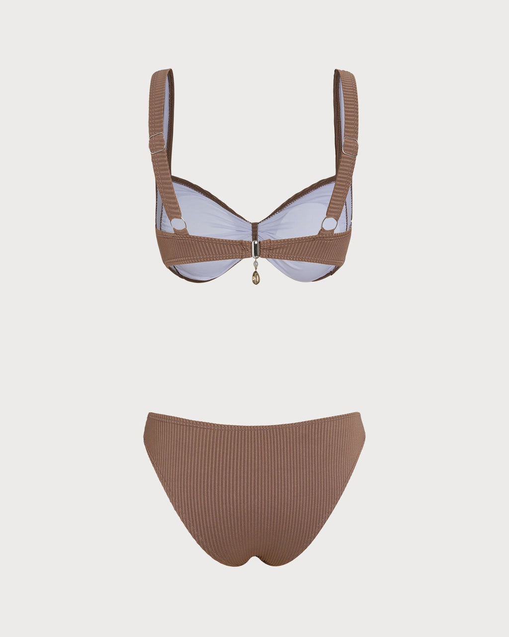 Brown Striped Triangle Bikini Ensemble