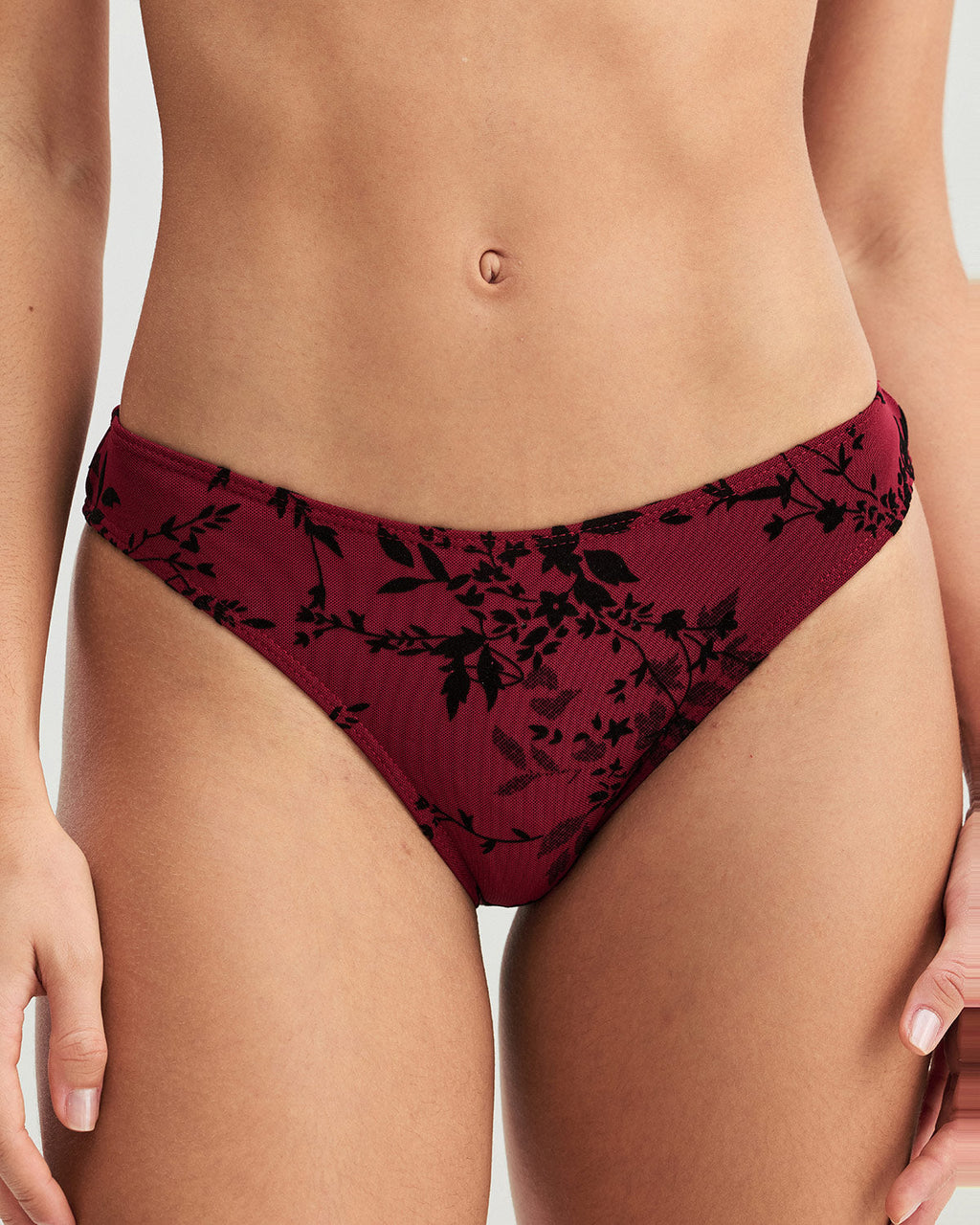 Crimson Floral Underwire Bikini Set