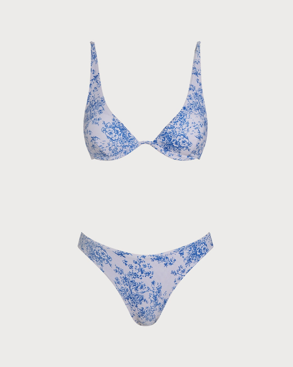 Floral Print Blue Underwire Bikini Set