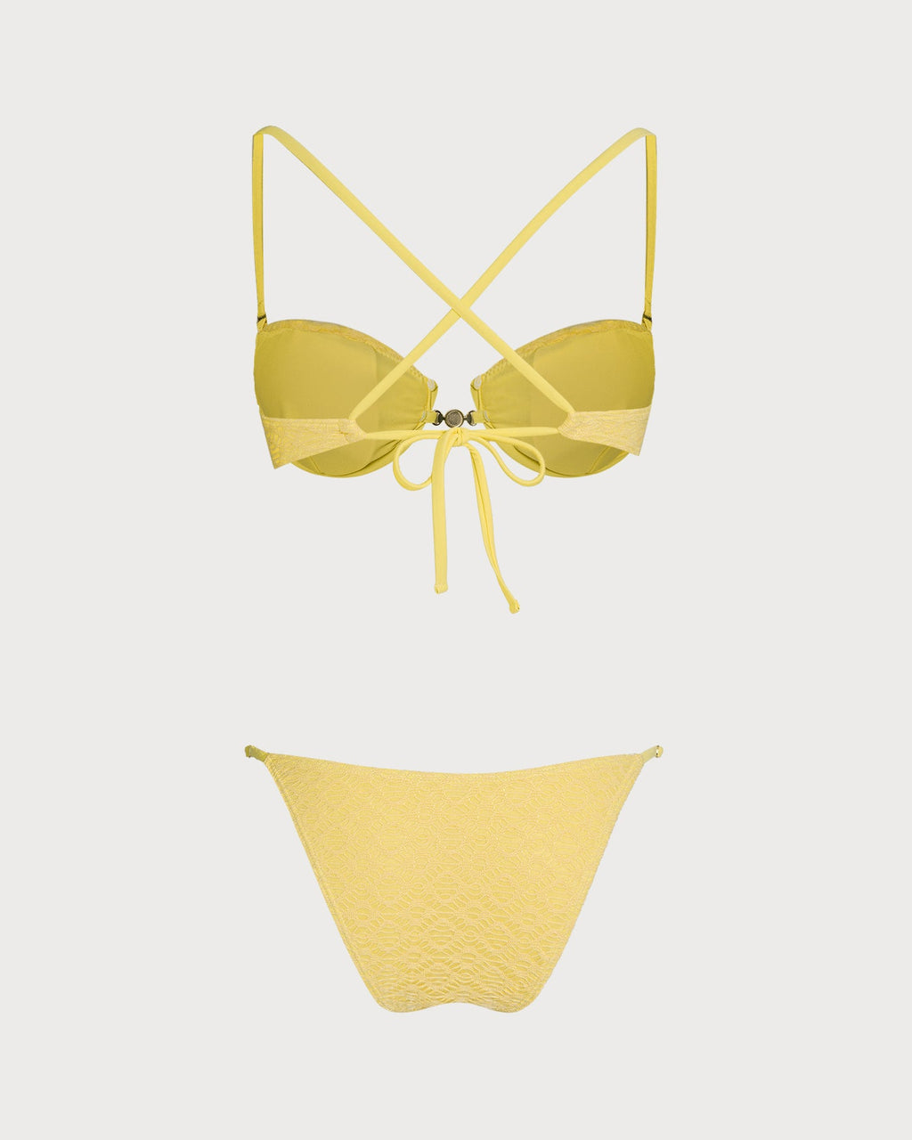 Textured Yellow Underwire Bikini Set