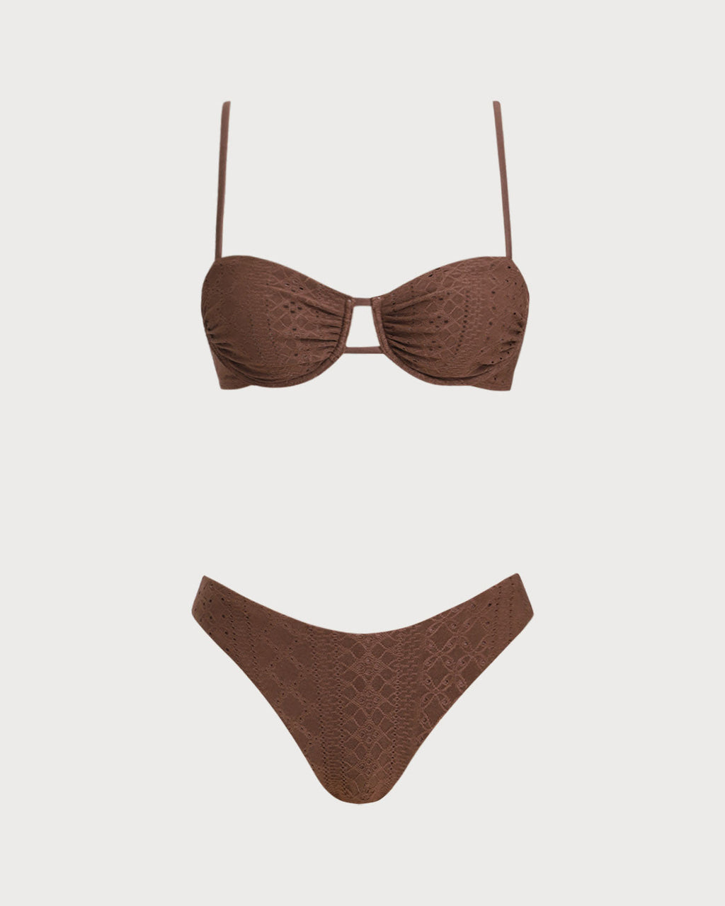 Textured Brown Underwire Bikini Set