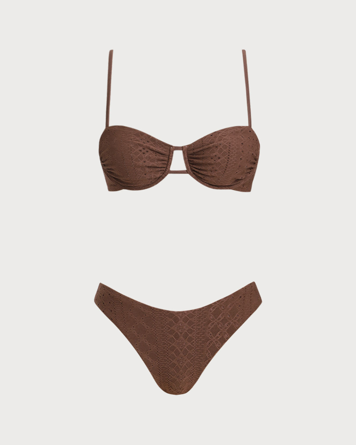 Textured Brown Underwire Bikini Set