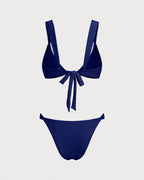 Textured Triangle Bikini Set in Royal Blue