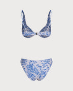 Floral Print Blue Underwire Bikini Set