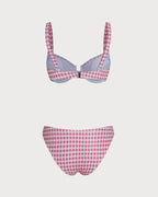 Crimson Check Underwire Bikini Set