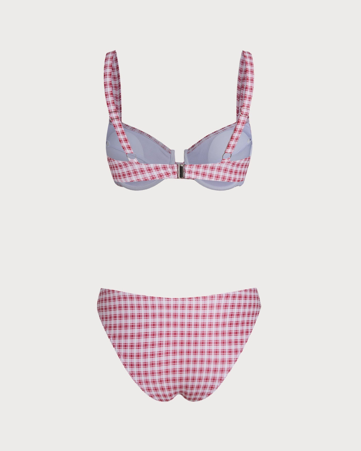 Crimson Check Underwire Bikini Set