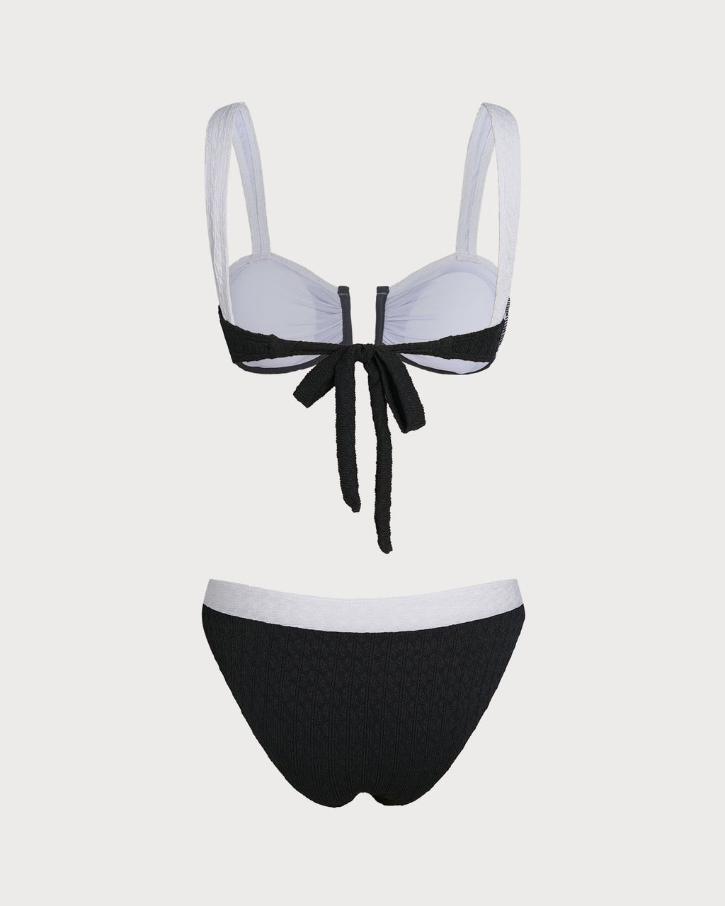 Black U-Neck Triangle Bikini Set with Contrast Details