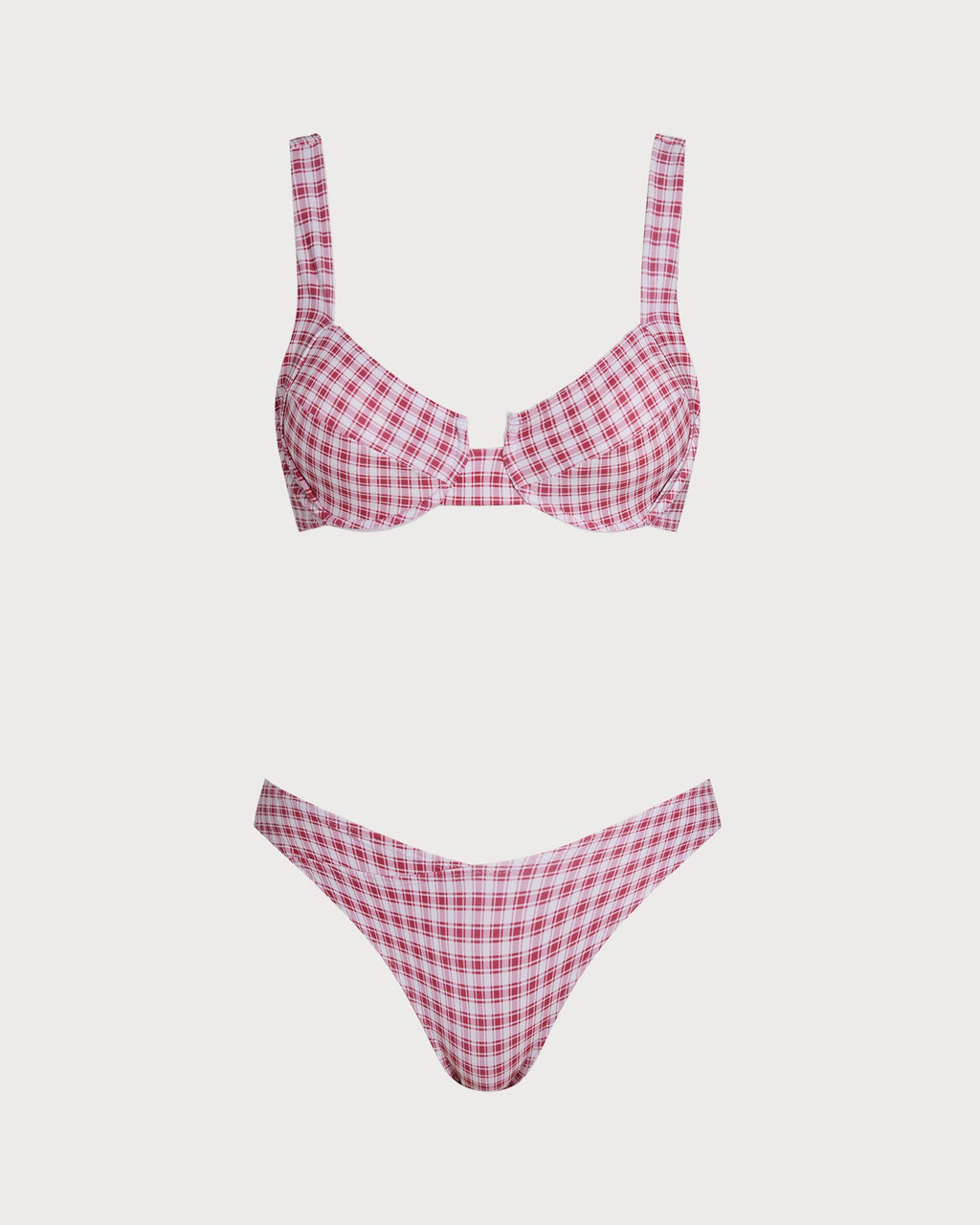 Crimson Check Underwire Bikini Set
