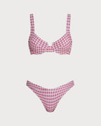 Crimson Check Underwire Bikini Set