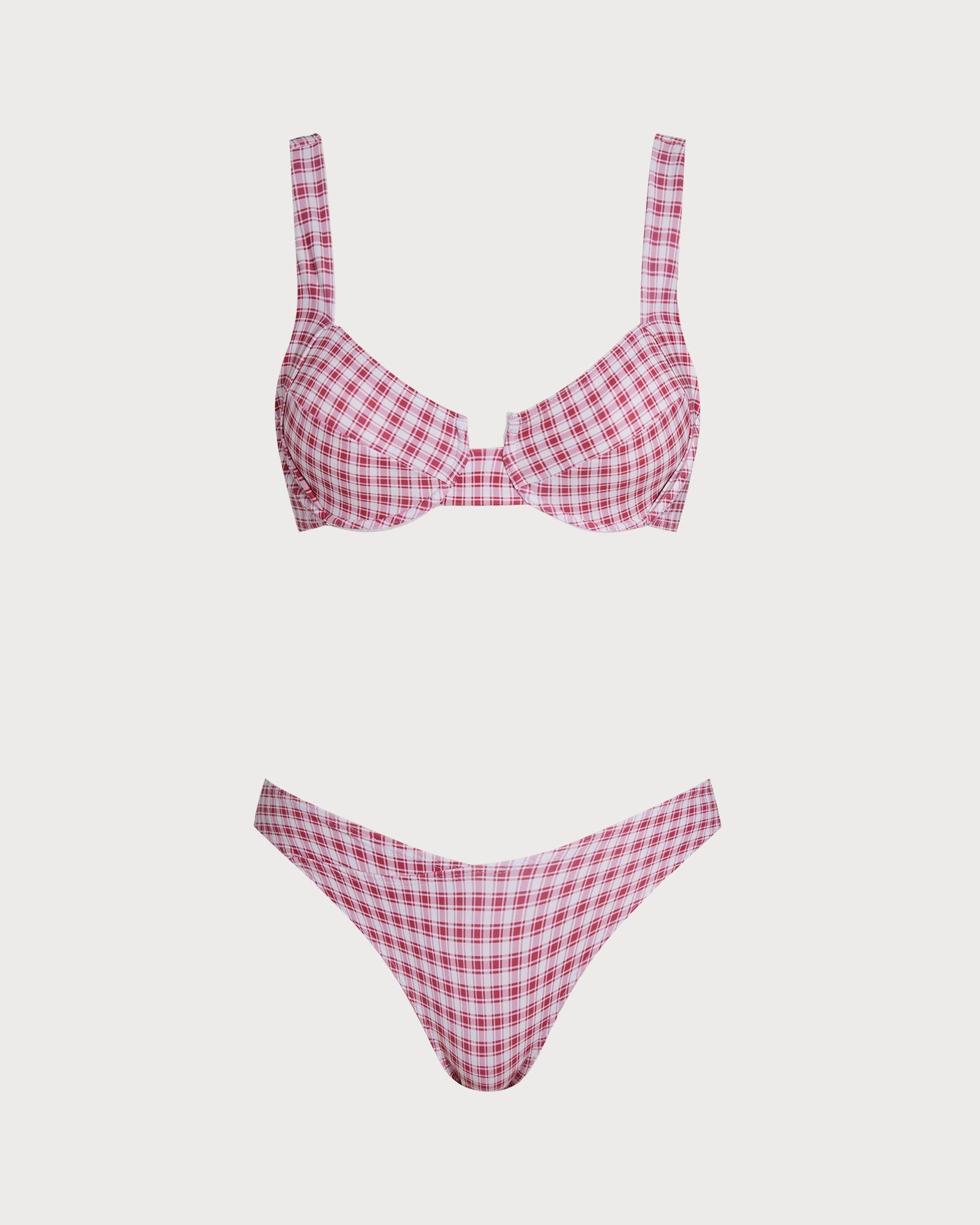 Crimson Check Underwire Bikini Set