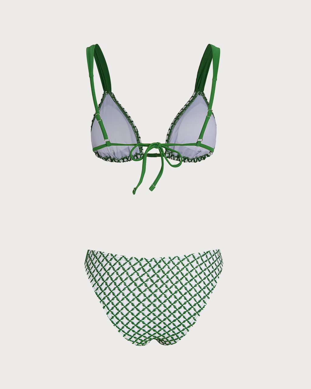 Green Plaid Triangular Bikini Set