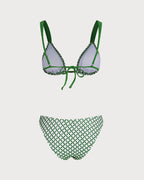 Green Plaid Triangular Bikini Set