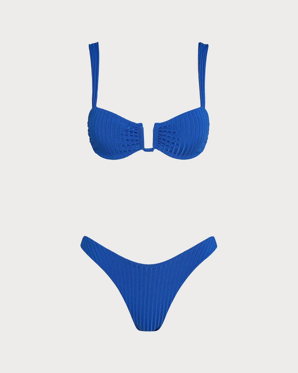 Textured Blue Triangle Bikini Set