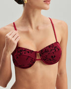 Crimson Floral Underwire Bikini Set