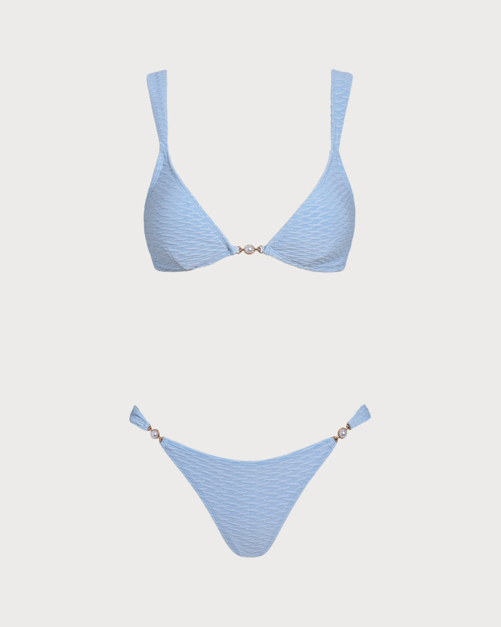 Textured Blue Triangle Bikini Set