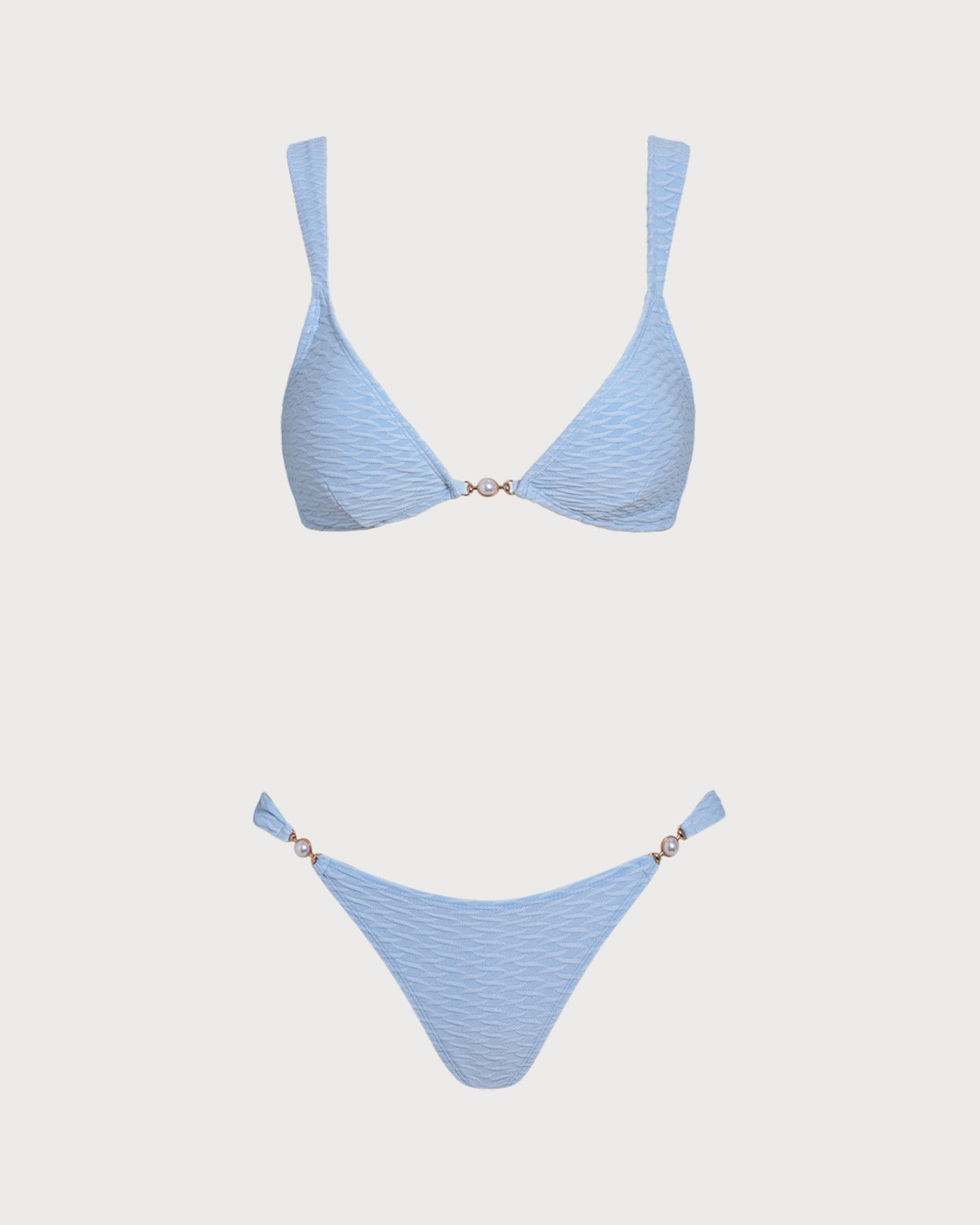 Textured Blue Triangle Bikini Set