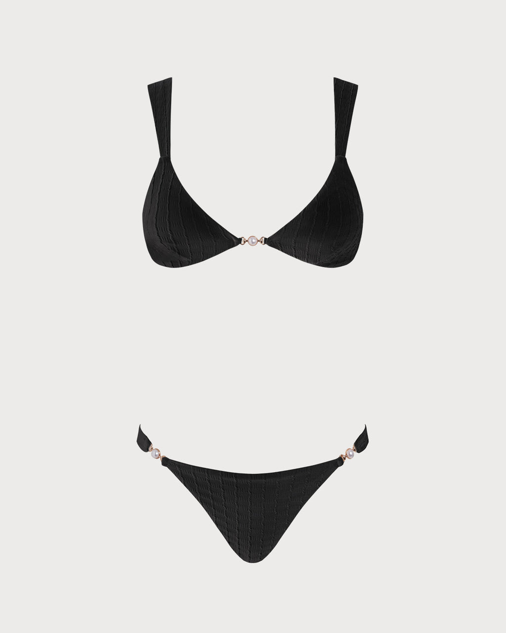 Black V-Neck Bralette Bikini Ensemble