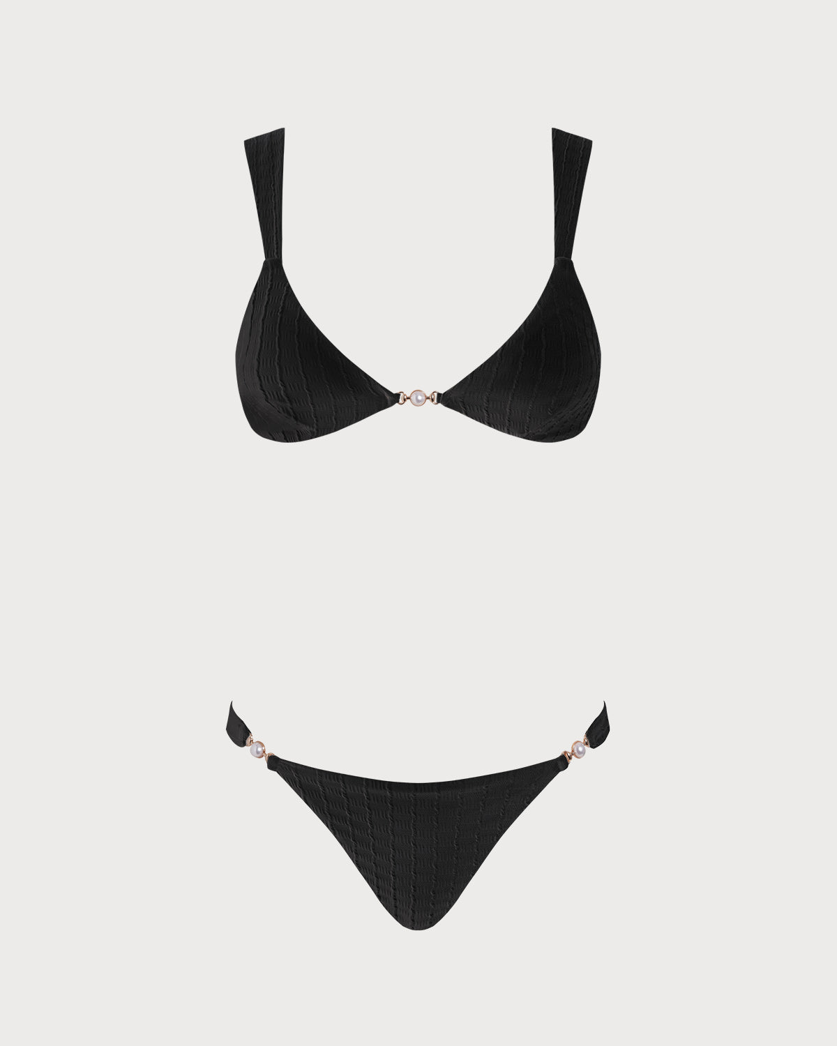 Black V-Neck Bralette Bikini Ensemble