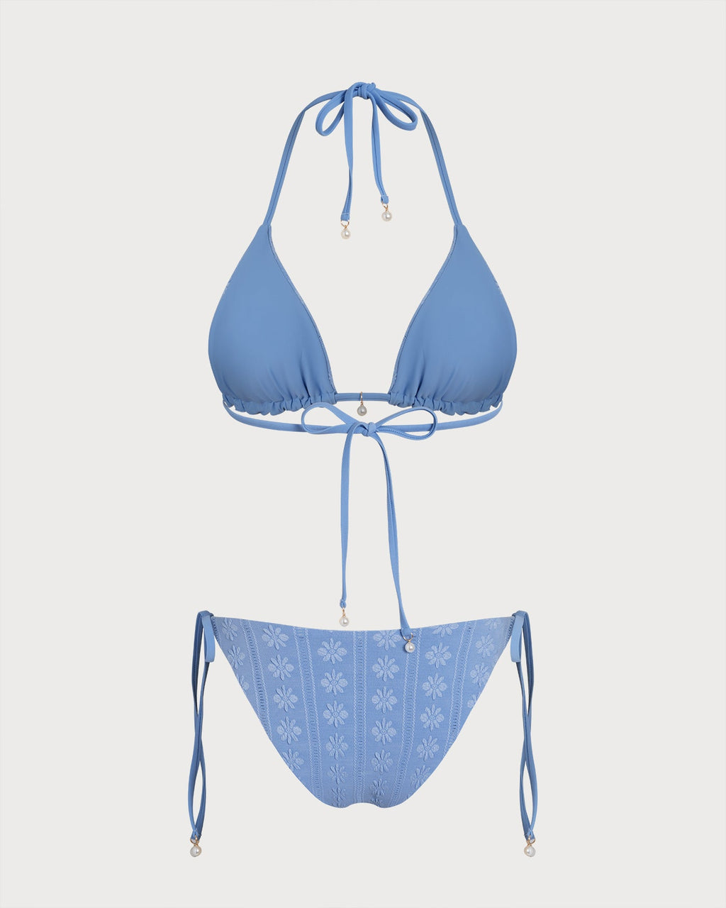 Reversible Blue Halter Triangle Bikini Set