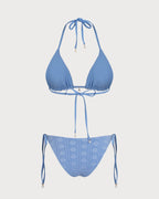 Reversible Blue Halter Triangle Bikini Set