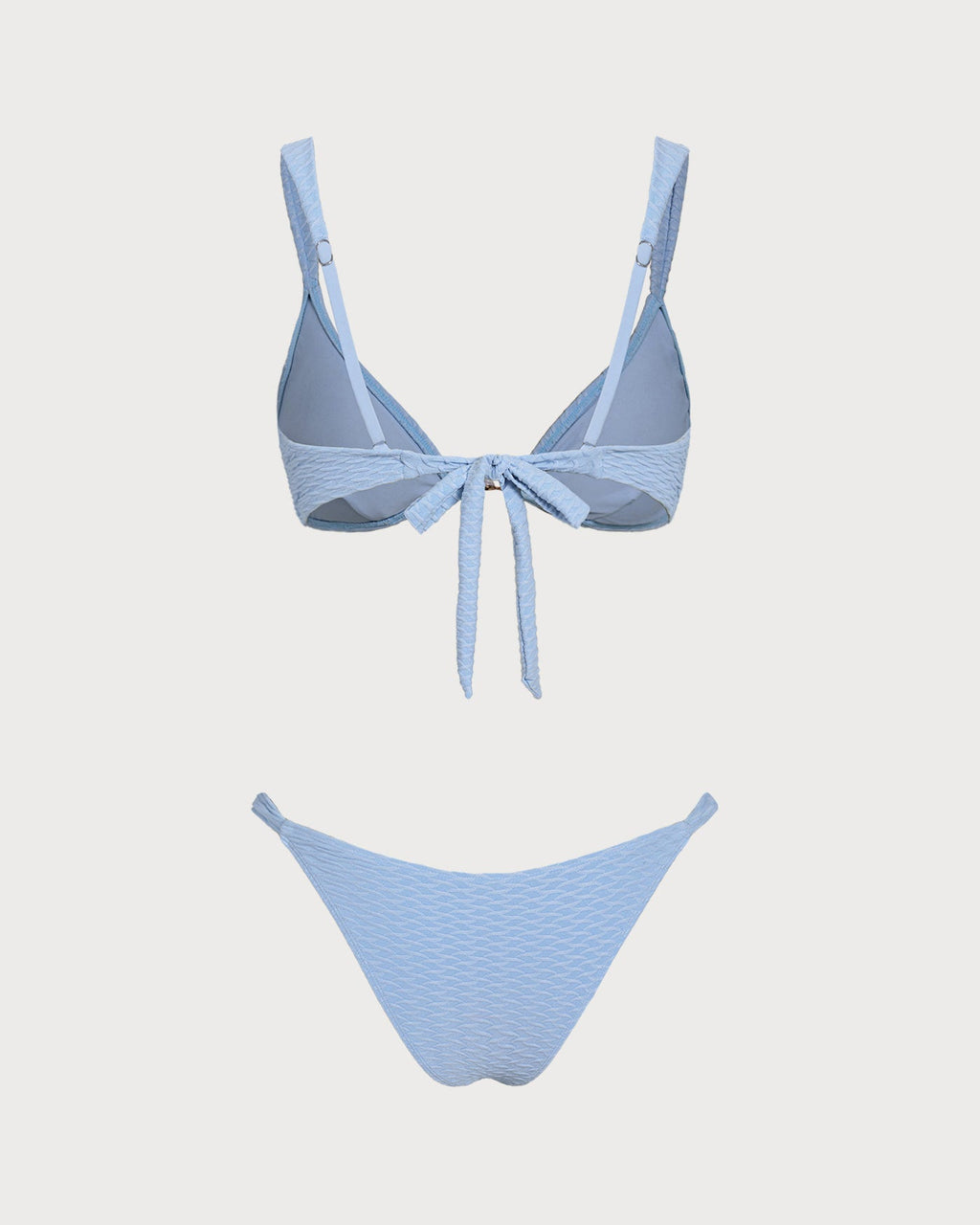 Textured Blue Triangle Bikini Set