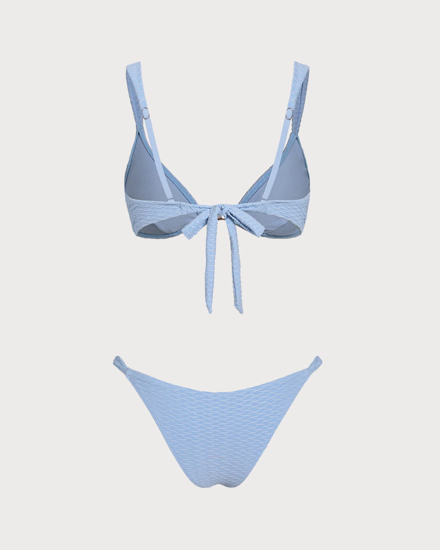 Textured Blue Triangle Bikini Set