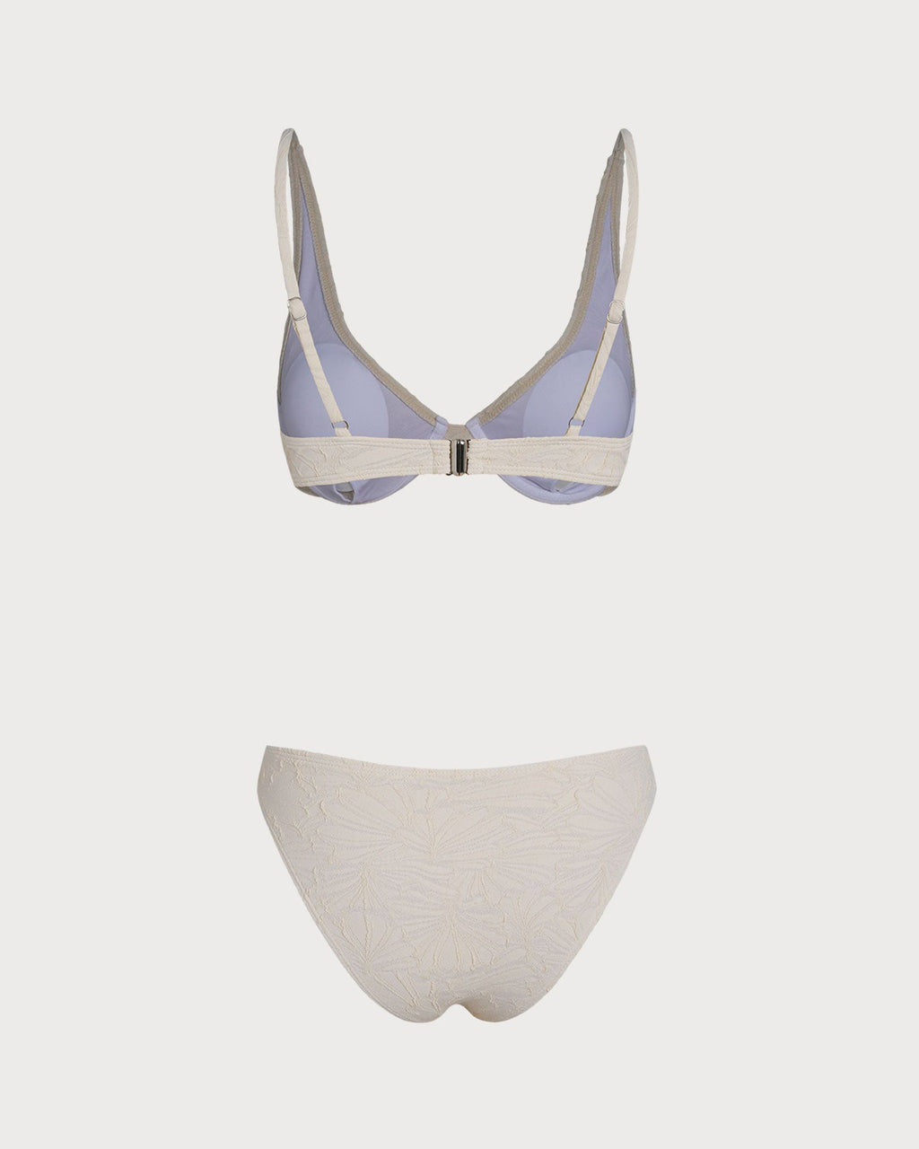 Beige Jacquard Underwire Bikini Ensemble