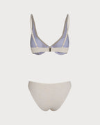 Beige Jacquard Underwire Bikini Ensemble