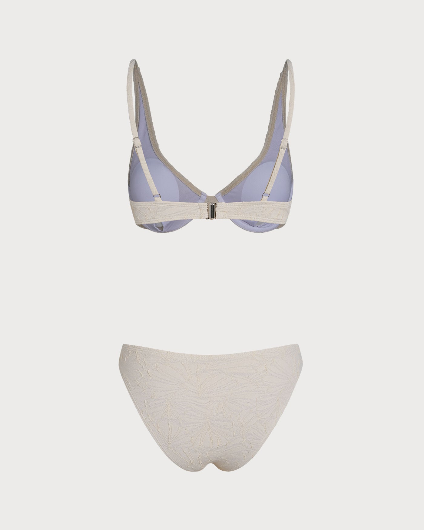 Beige Jacquard Underwire Bikini Ensemble