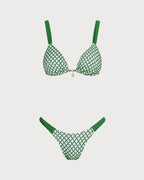 Green Plaid Triangular Bikini Set