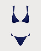 Textured Triangle Bikini Set in Royal Blue