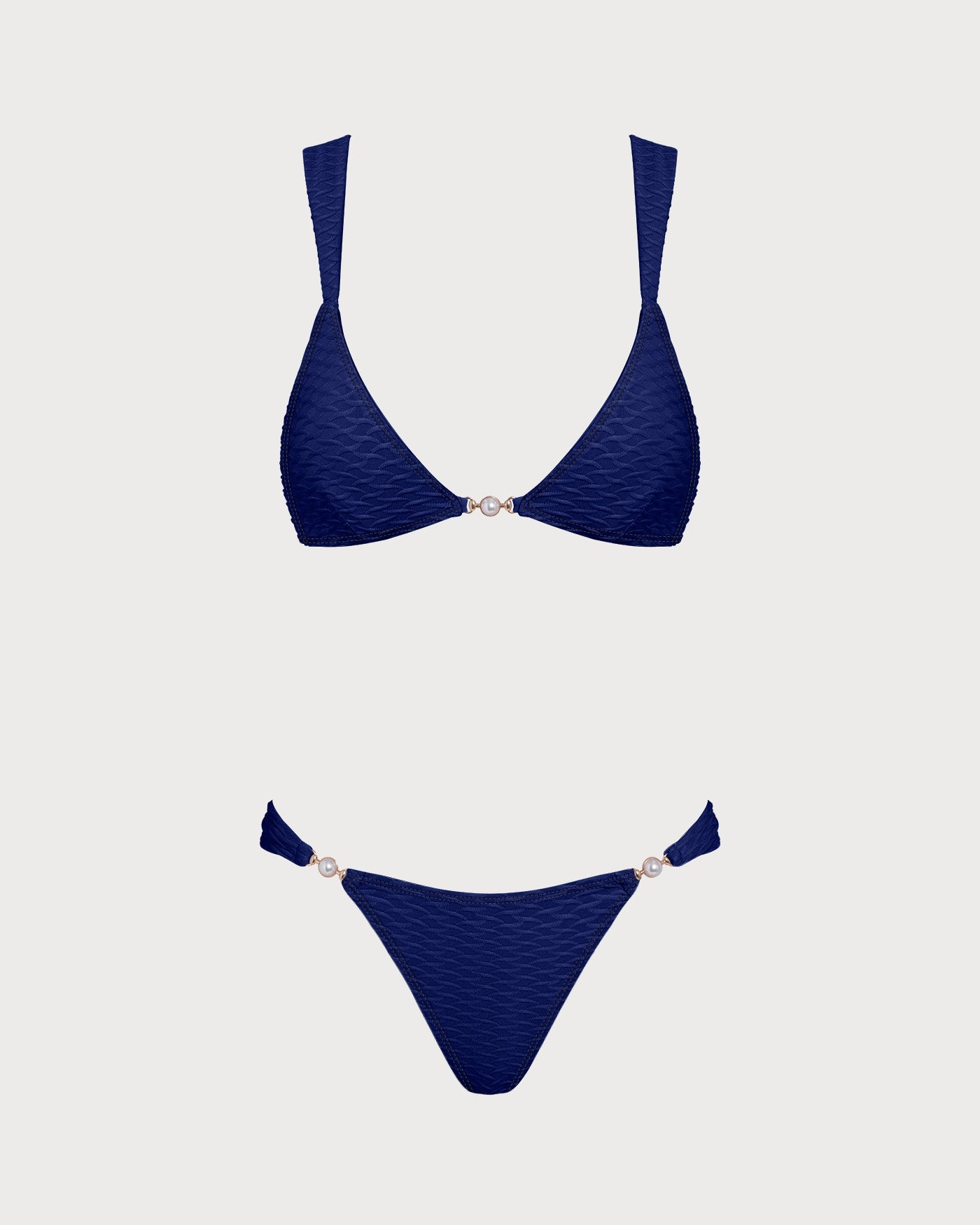 Textured Triangle Bikini Set in Royal Blue