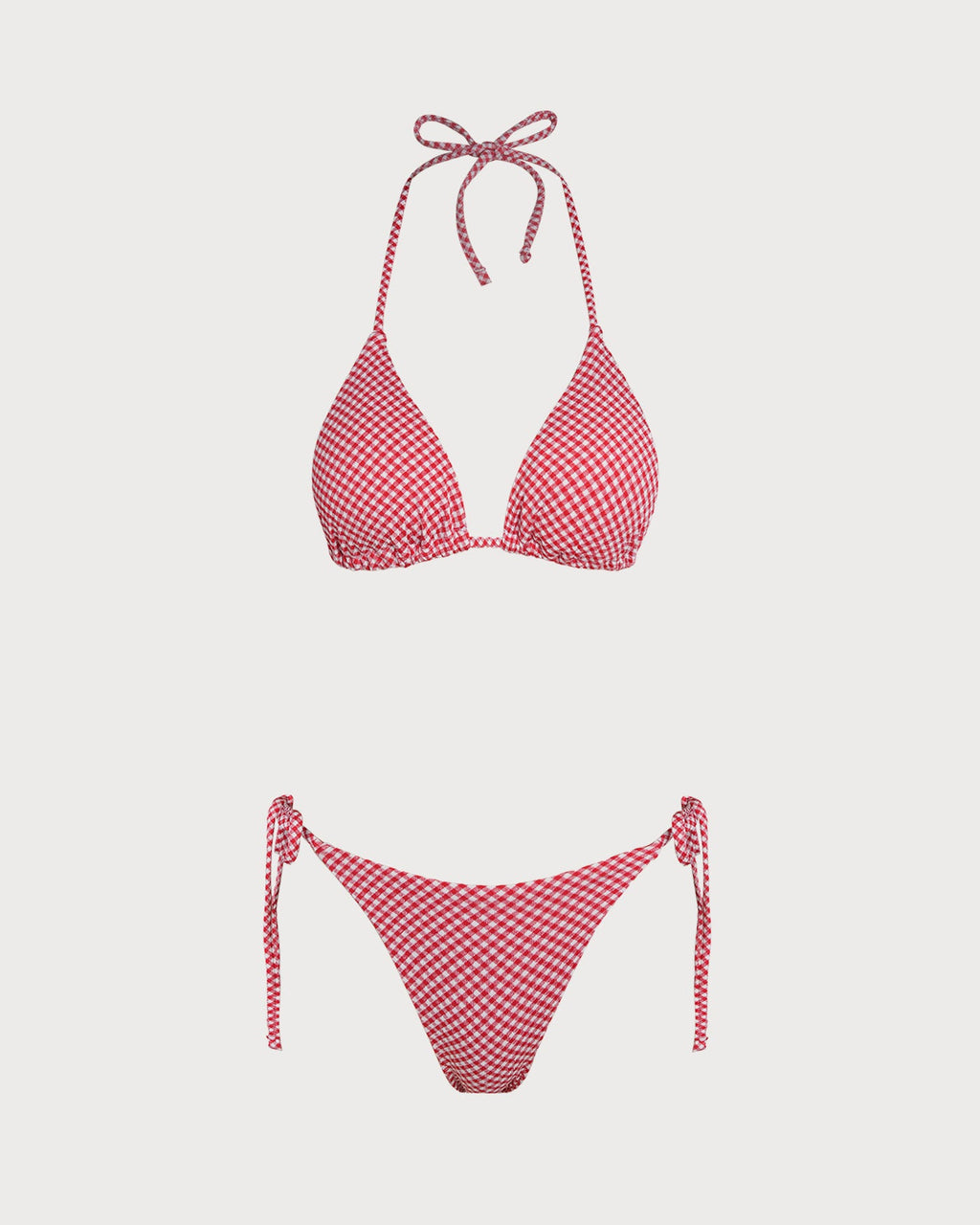Red Plaid Triangular Bikini Set