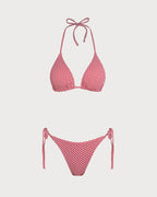 Red Plaid Triangular Bikini Set
