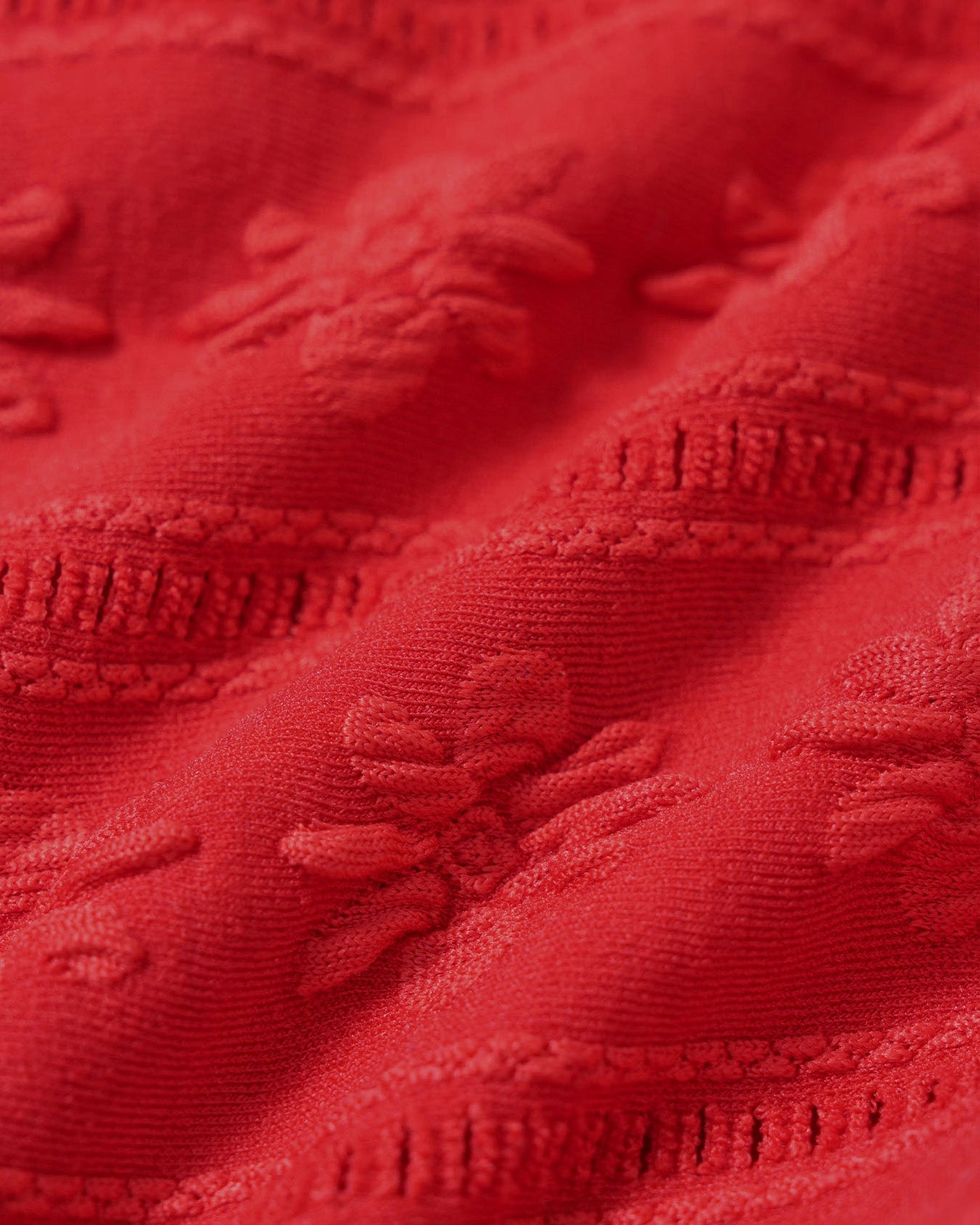 Textured U-Neck Bikini Set in Red