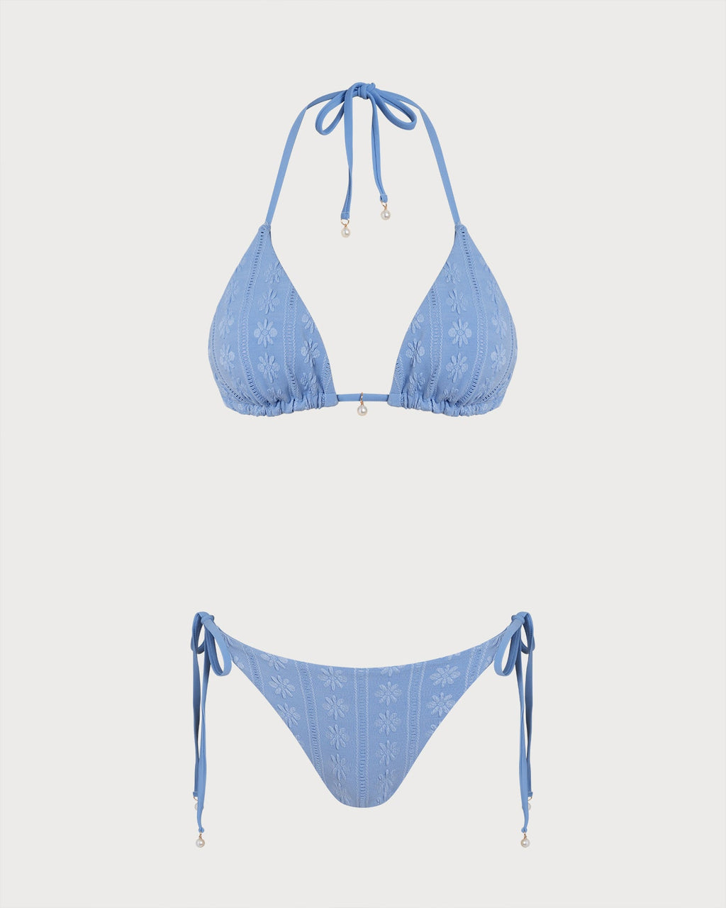 Reversible Blue Halter Triangle Bikini Set