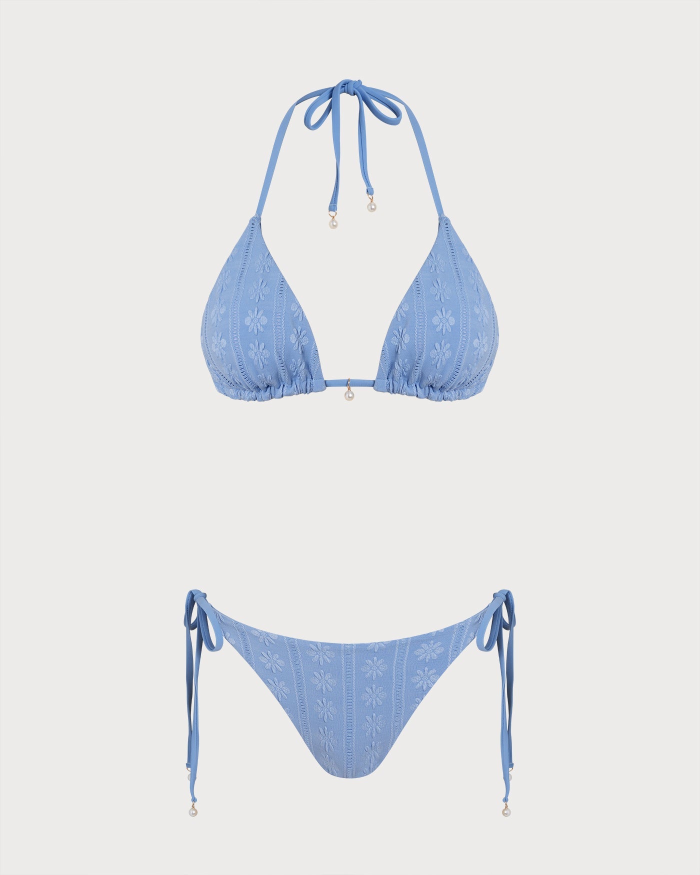 Reversible Blue Halter Triangle Bikini Set