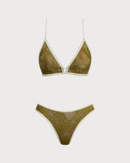 Floral Print Green Tie-Back Triangle Bikini Set