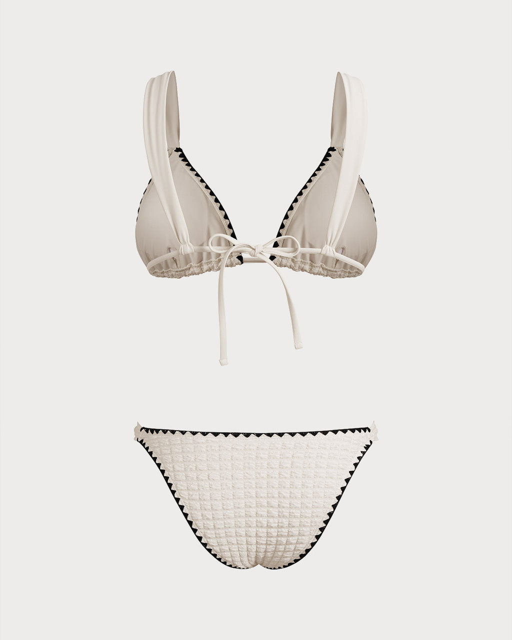 White Triangle Bikini Set with Contrasting Details
